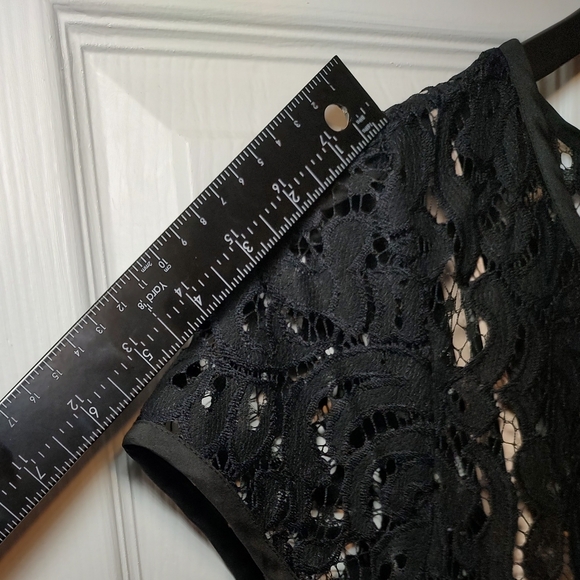 AnnTaylor Loft Size 6 Elegant Dress Women New Years Eve Black Lace Nude Underlay - Picture 9 of 9